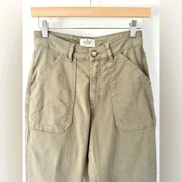 Marine Layer Military Olive Green Maya Utility Carpenter Crop Pants Size 4, NWOT - Picture 4 of 10